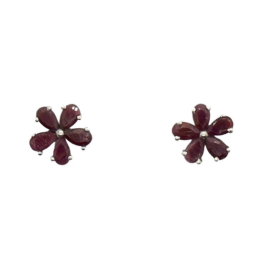 Natural Ruby Earrings -  Sterling Silver  - Simply Beautiful!