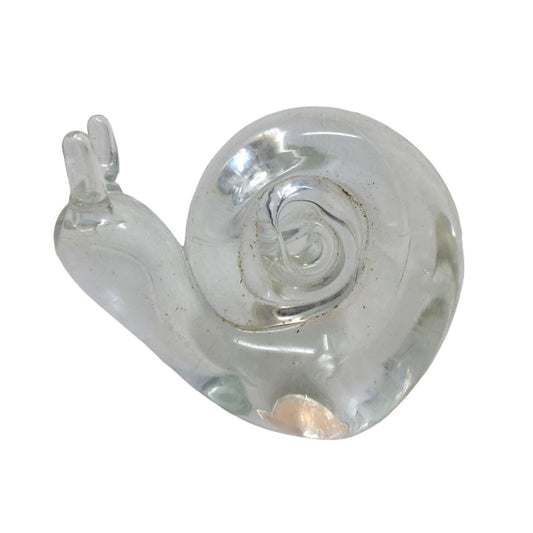 Vintage Clear Art Glass Paperweight Snail Hand Blown