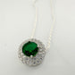 Brilliantly Beautiful 2.40ct Lab Created Emerald Halo Pendant - Sterling Silver