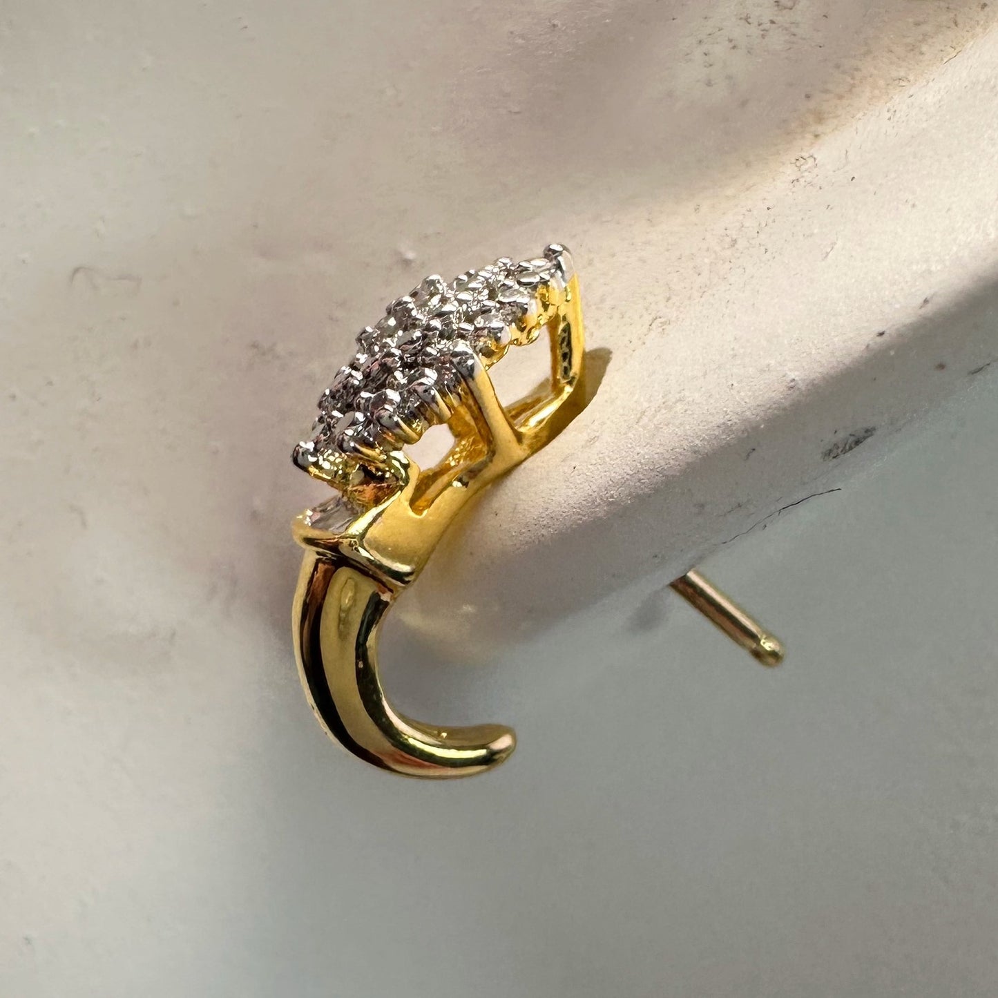 Diamond Accented Marquise Cluster Earrings 14kt Gold plate