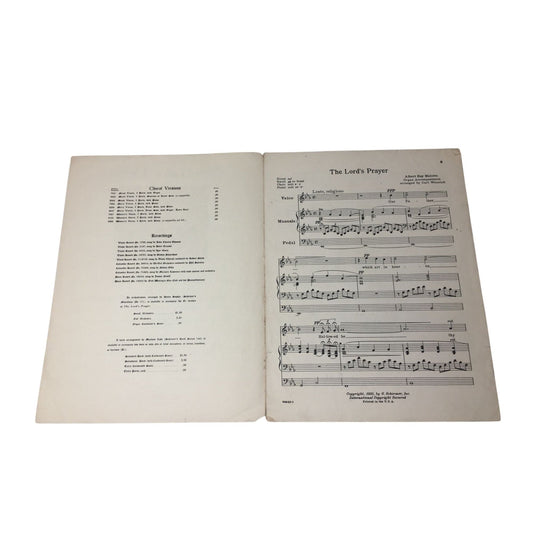 Vintage Sheet Music for "The Lord's Prayer" A+ Stuff  A+ Stuff Sheet Music