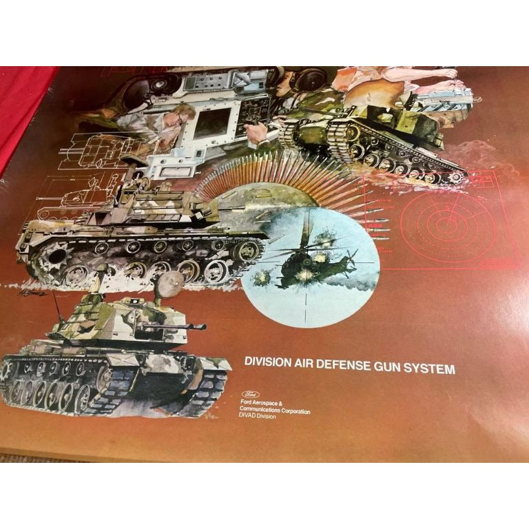 Vintage 1983 SGT YORK Division Air Defense Gun System / Anti-Aircraft System Poster