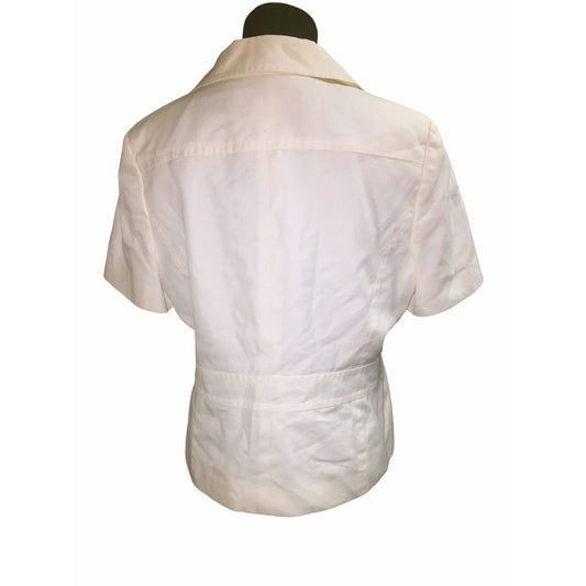 Louis Feraud Women's White Buttoned & Collared Shirt Size 10