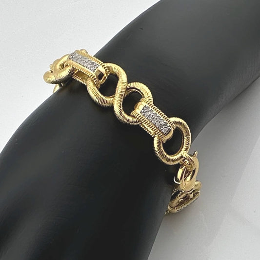 Bold and Beautiful 1/2 Carat TCW Diamond Chains Bracelet - 14kt gold Overlay Sterling Silver