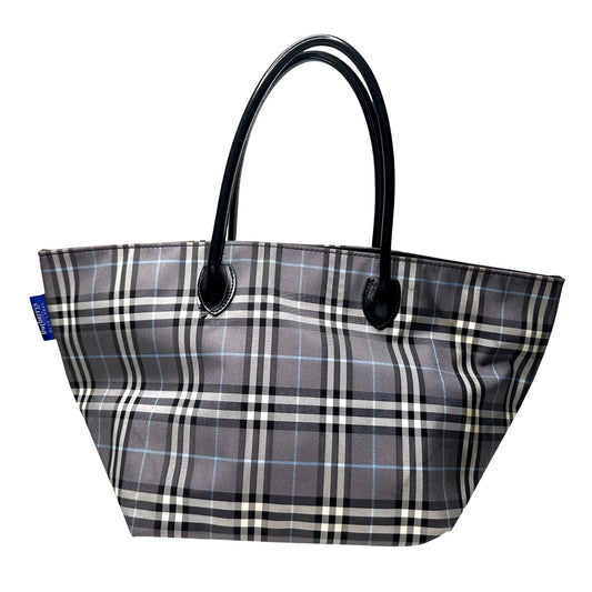 Autre Marque Burberrys London Gray Nova Check Blue Label NylonTote Bag - A+ Stuff