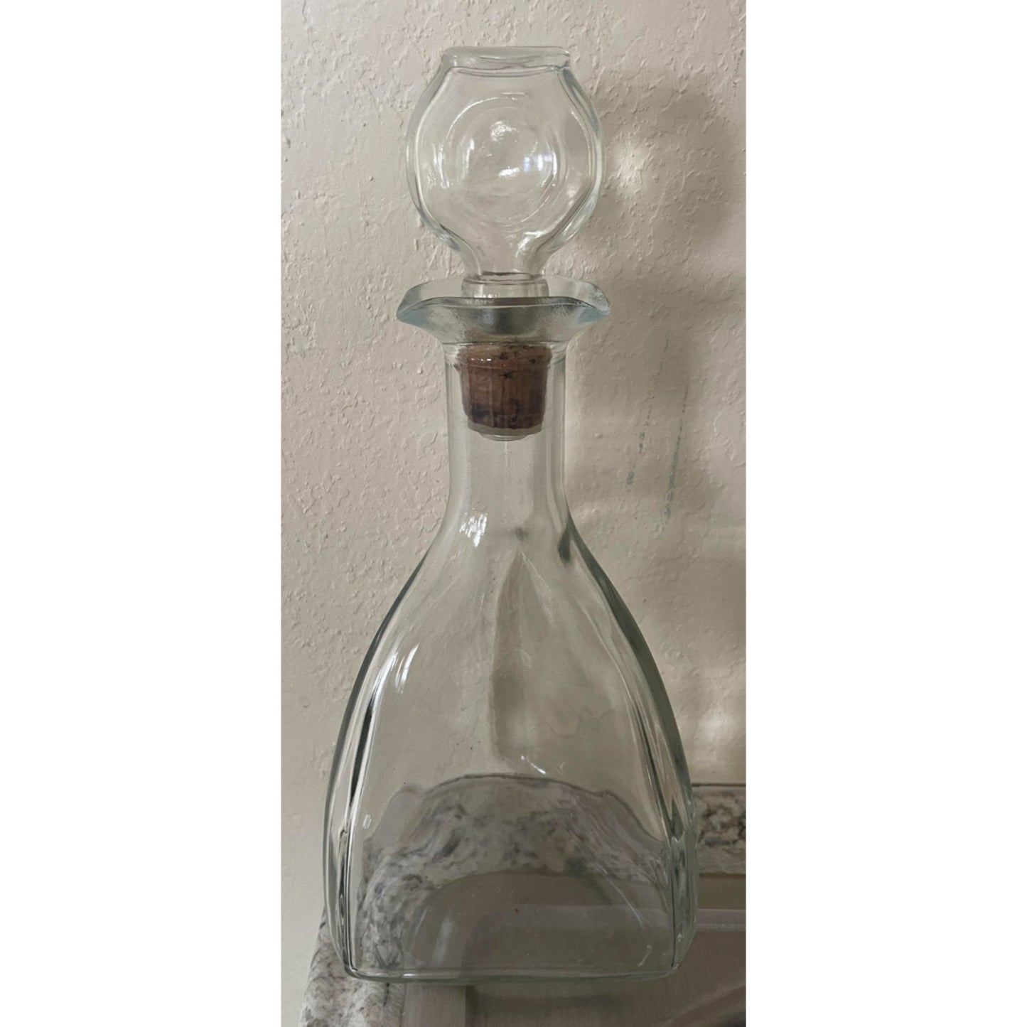 Vintage 3 Sided Clear Glass Decanter Bottle