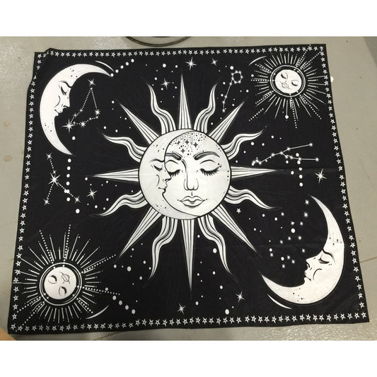 Psychedelic Sun And Moon Tapestry Wall Hanging Cloth Black/White