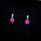 10kt White Gold Pink Sapphire Heart Dangle Earrings