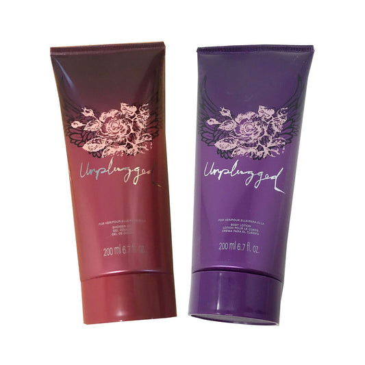 New- Set of 2 AVON Unplugged Bottles of Shower Gel & Body Lotion 6.7 fl oz. each