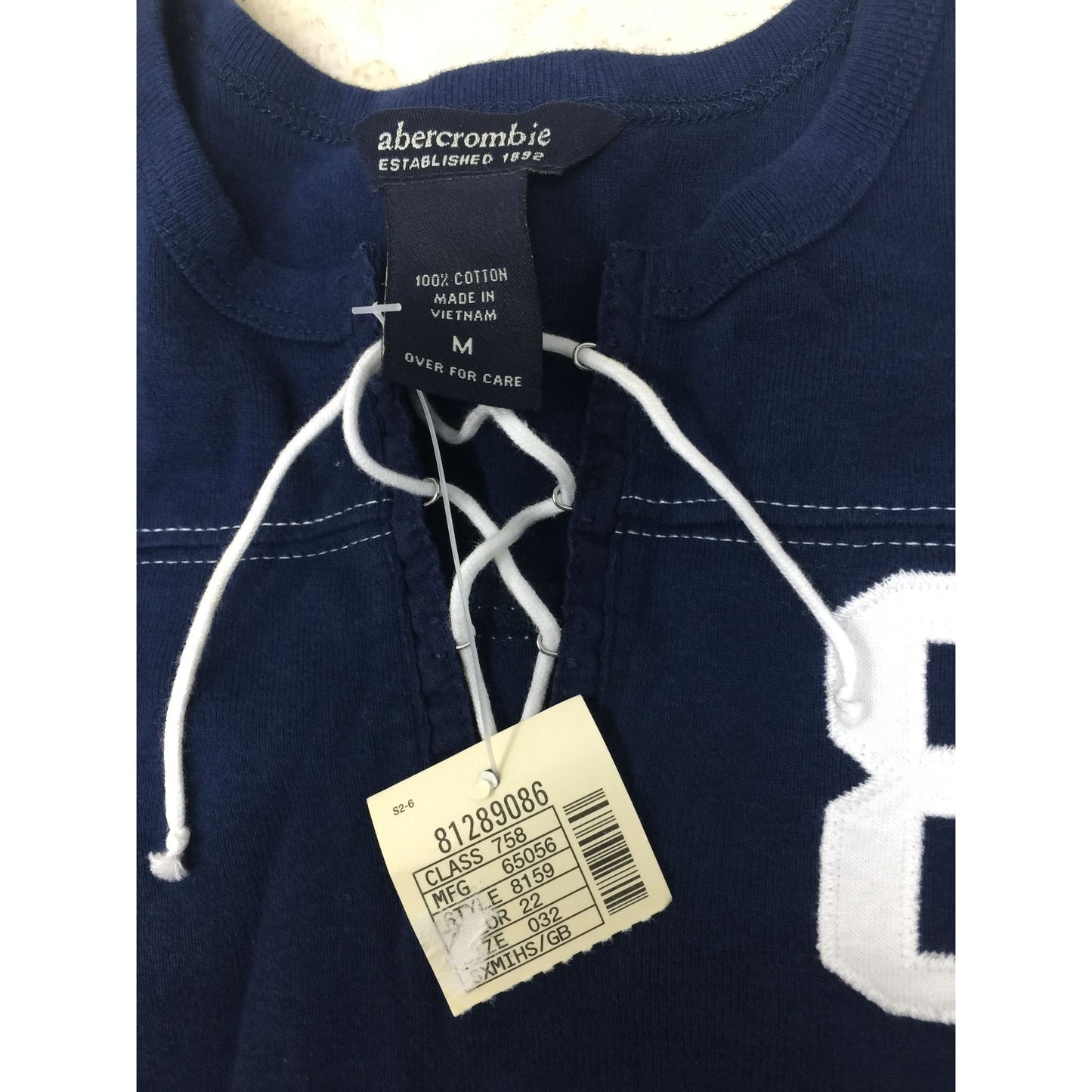 Abercrombie Girls Size Medium Cotton Navy Blue Tee Shirt with #8 on it