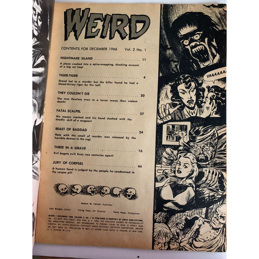 Vintage Dec. 1966 Terror.. Shock.. Suspense WEIRD Magazine