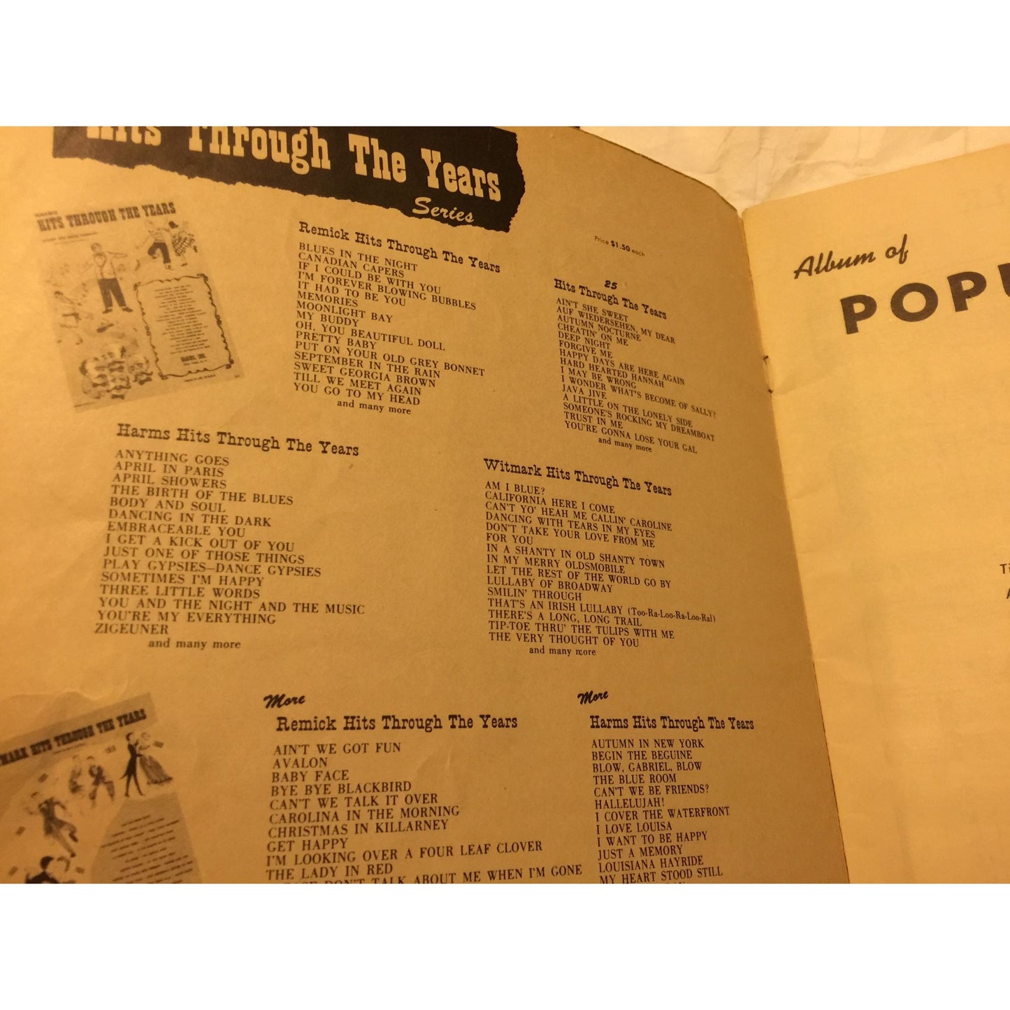 Vintage Album of Popular Songs NEW AND OLD Songbook Sheet Music