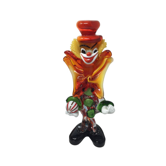 Vintage Colorful MURANO Hand Blown Art Glass Clown- about 10'' tall