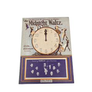 Vintage 1925 Piano Sheet Music for "The Midnight Waltz"