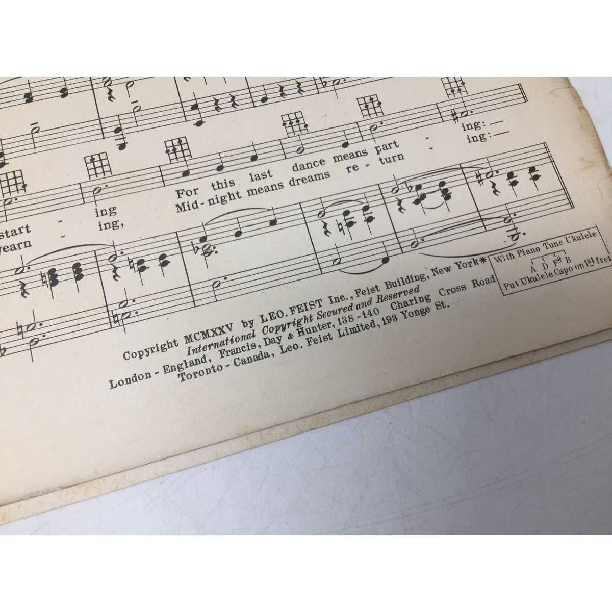 Vintage 1925 Piano Sheet Music for "The Midnight Waltz" A+ Stuff  A+ Stuff SHEET MUSIC