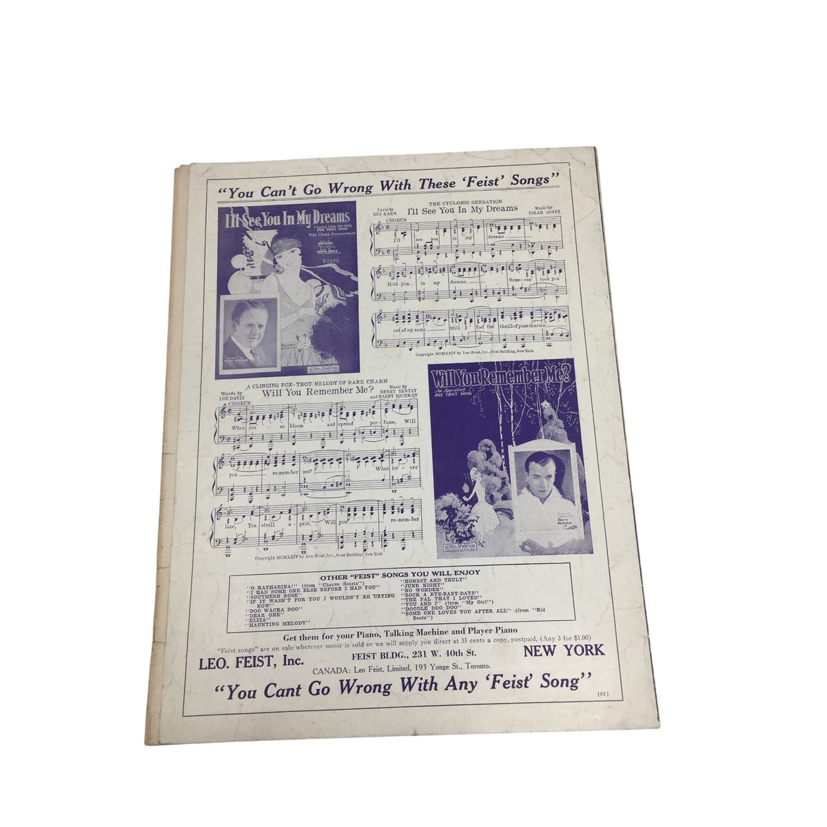 Vintage 1925 Piano Sheet Music for "The Midnight Waltz" A+ Stuff  A+ Stuff SHEET MUSIC
