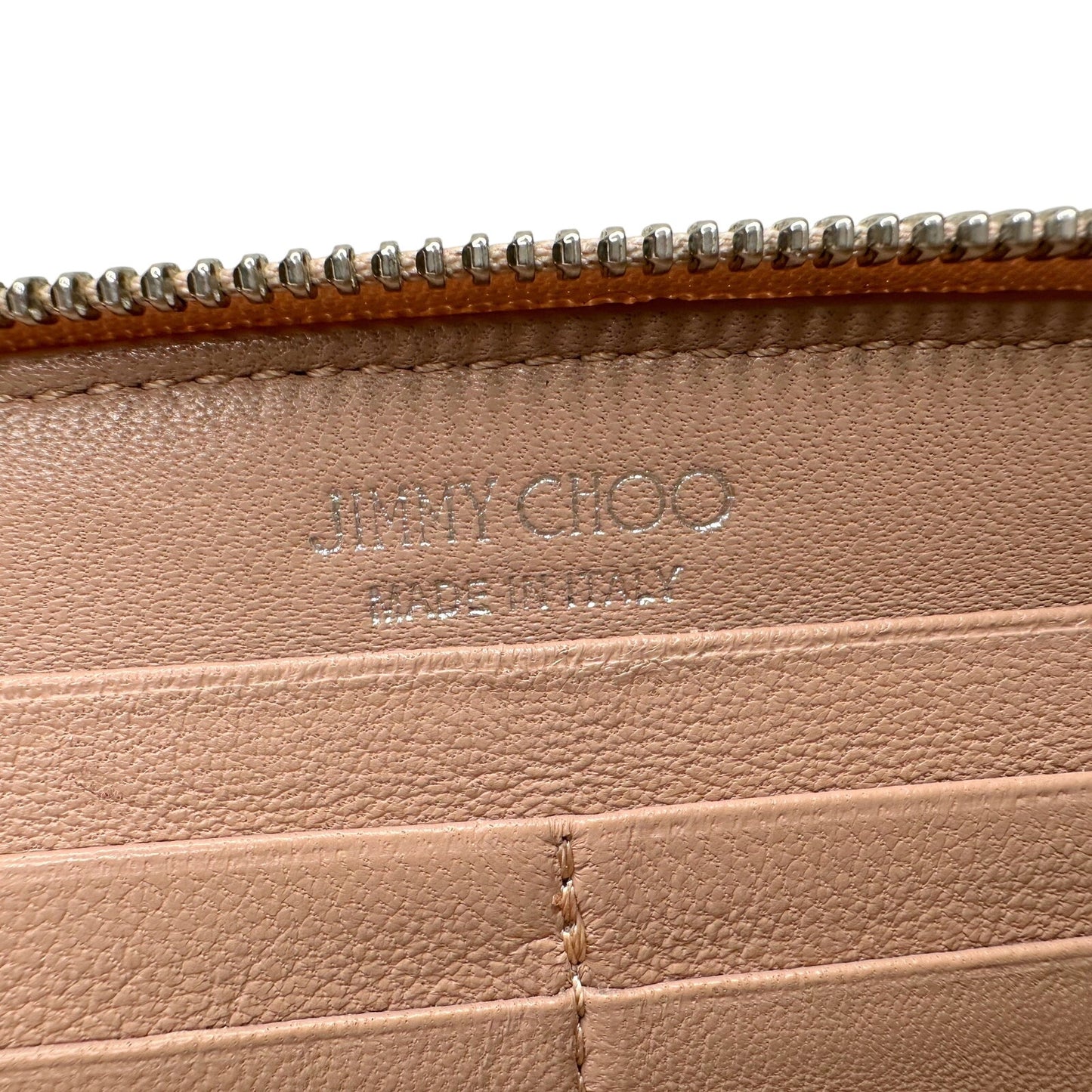 Jimmy Choo Filipa Zip-Around Long Wallet in Pink Leather w Bronze/Gold and SIlver Star Studs