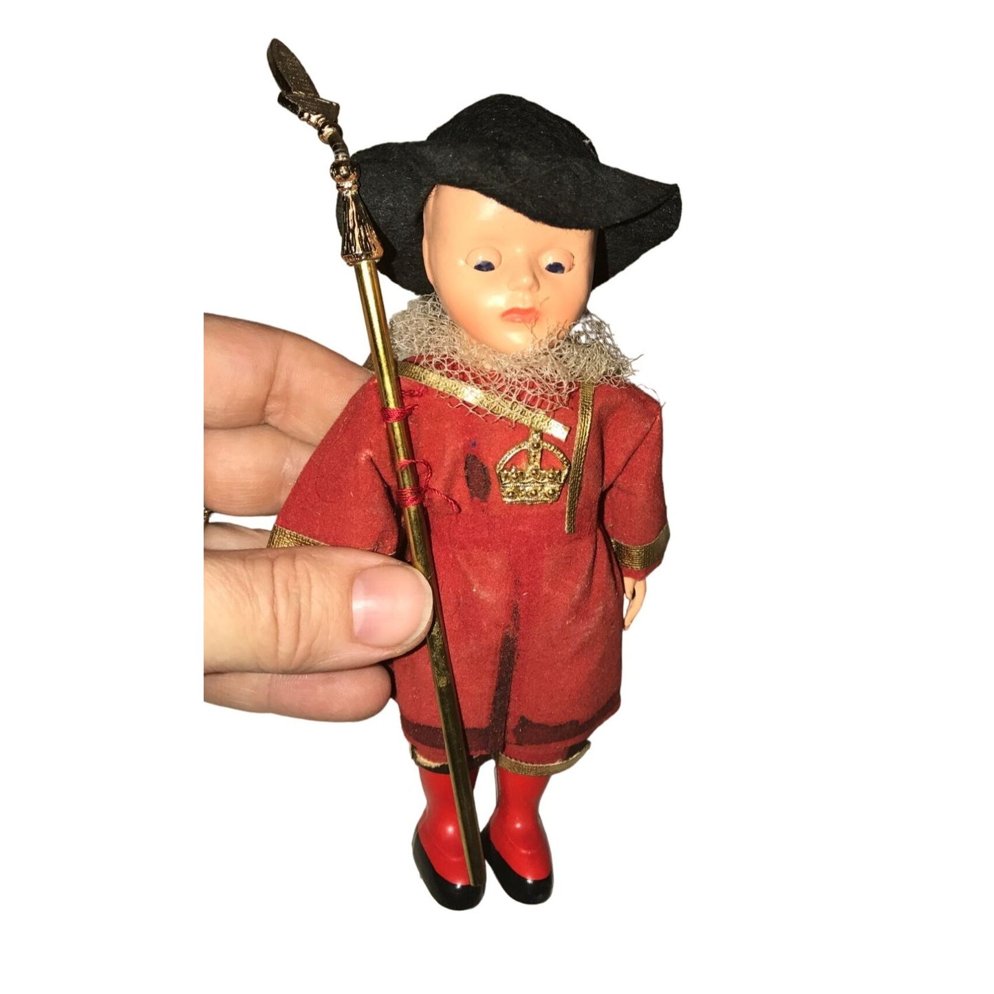 Vintage Cultural Guard Doll Wearing Red Outfit & Black Hat- Made in England