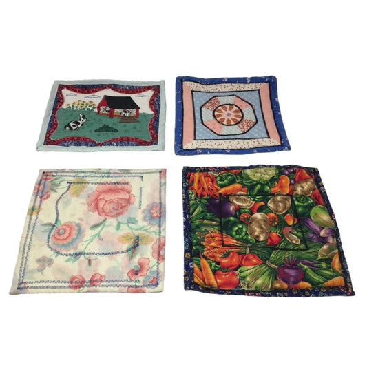 Set of 4 Colorful Patterned Square Handmade Quilt Patches - A+ Stuff