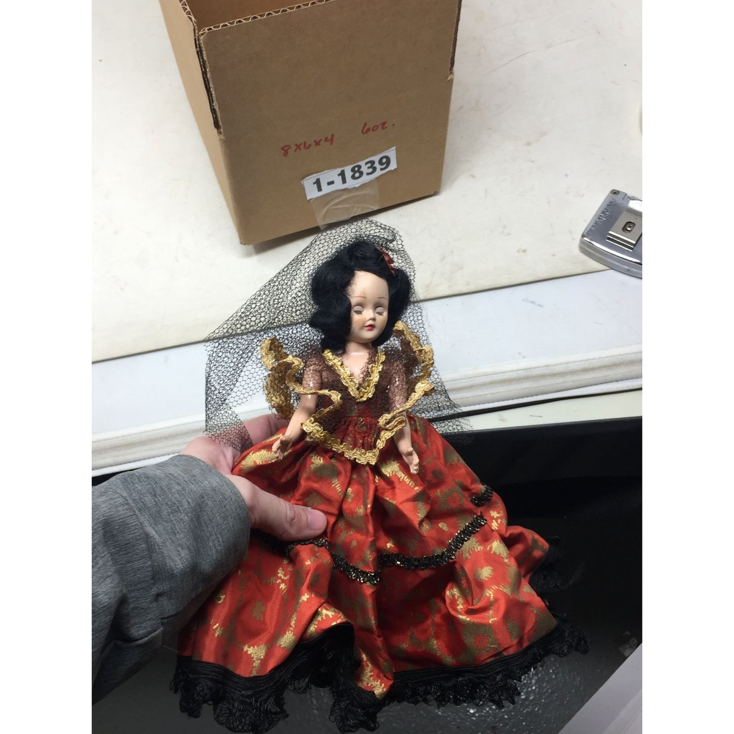 Black Haired Doll in Red and Gold Dress - Cultural Fashion Doll - Beautiful!