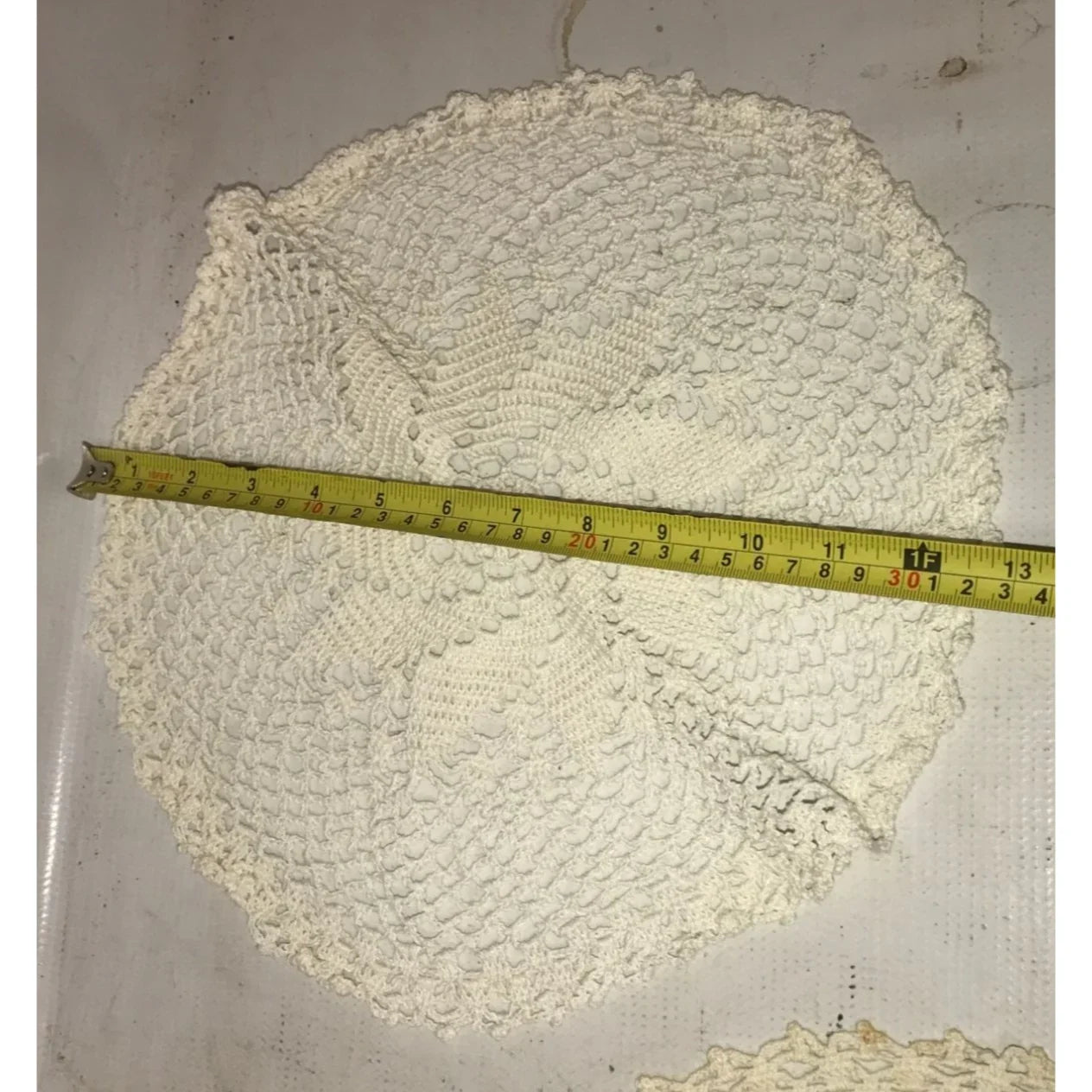Set of 3 White/Cream Colored Handmade Crocheted Table Placemats/Doilies - A+ Stuff