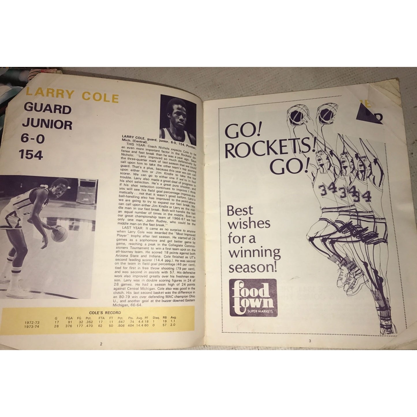 The University of Toledo (UT) 1974 Vintage Basketball Paperback Yearbook/Program