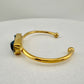 Denim Quartz Semi-Precious 18K Yellow Gold Ion Plated Bangle