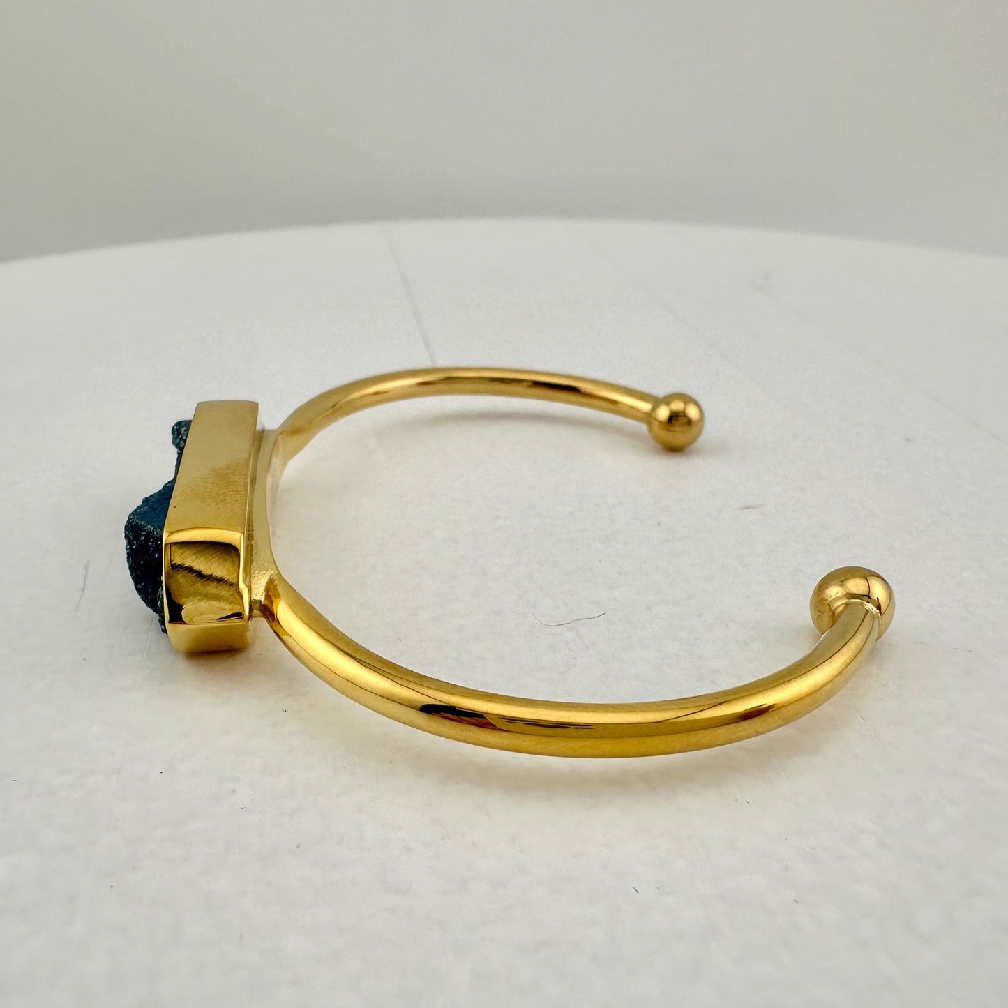 Denim Quartz Semi-Precious 18K Yellow Gold Ion Plated Bangle