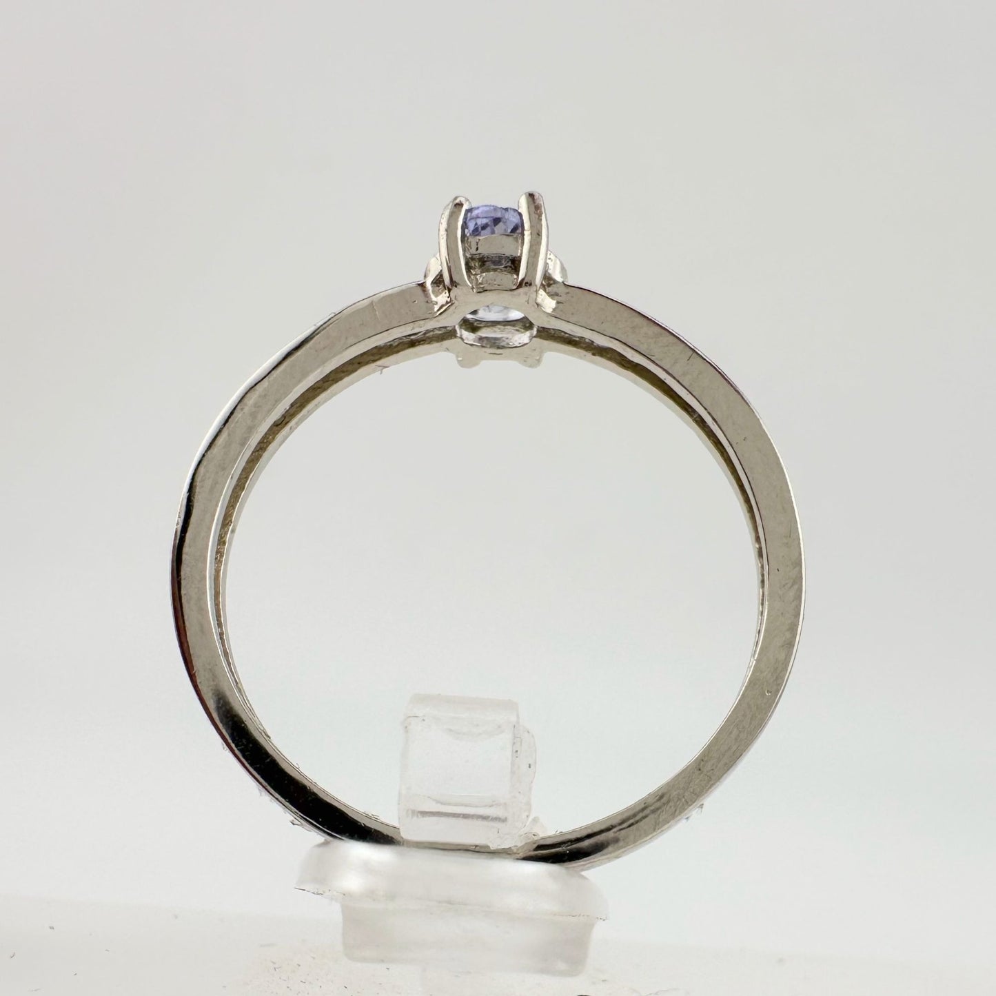 Beautiful Oval Tanzanite Ring with Diamond Accent - Sterling Silver Size 7