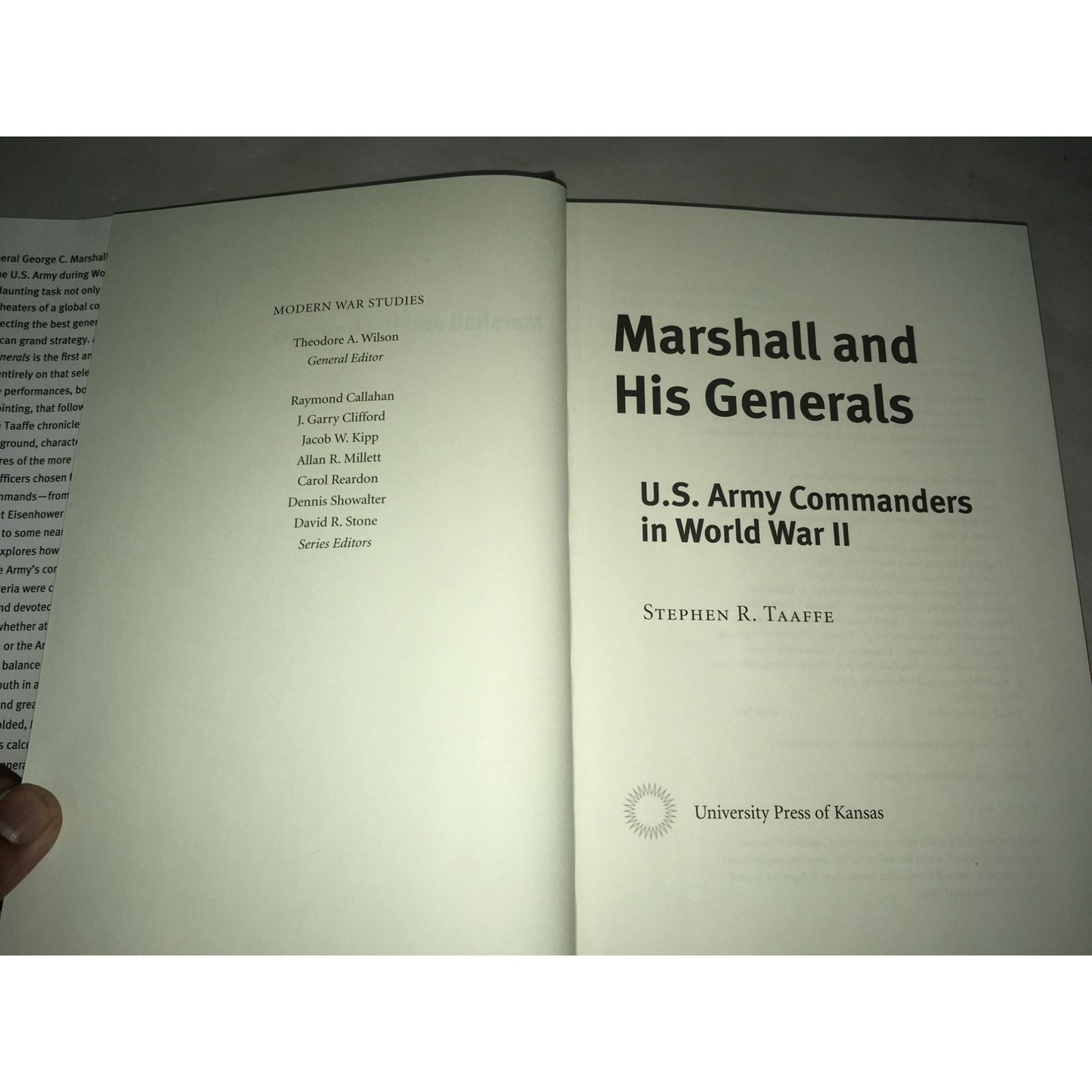 Marshall And His Generals U.S. Army Commanders in WW2 By Stephen Taaffee