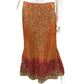 Women's Beaded Silk Orange & Red Crepe Lehanga Skirt & Shirt