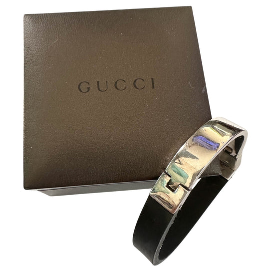 Gucci Rubber and Sterling Silver ID Bracelet- Full Inclusion