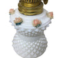 Oil Lamp- White with Pink Roses and Diamond Pattern 8.5 inches Tall