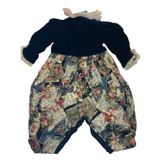 Petals Size 18m Baby Girl Long Sleeved Vintage Romper with Buttons and Ruffles