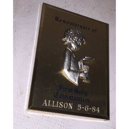 Remembrance of First Holy Communion Allison 5-6-84 Small Vintage rectangular Frame