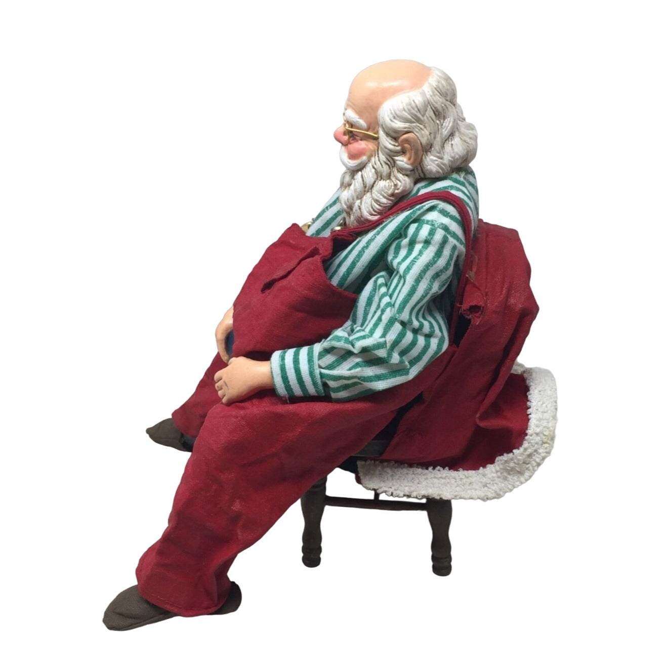 Vintage Sleeping Santa Clause Sitting On Chair With Sack of Toys Figurine- New in Box