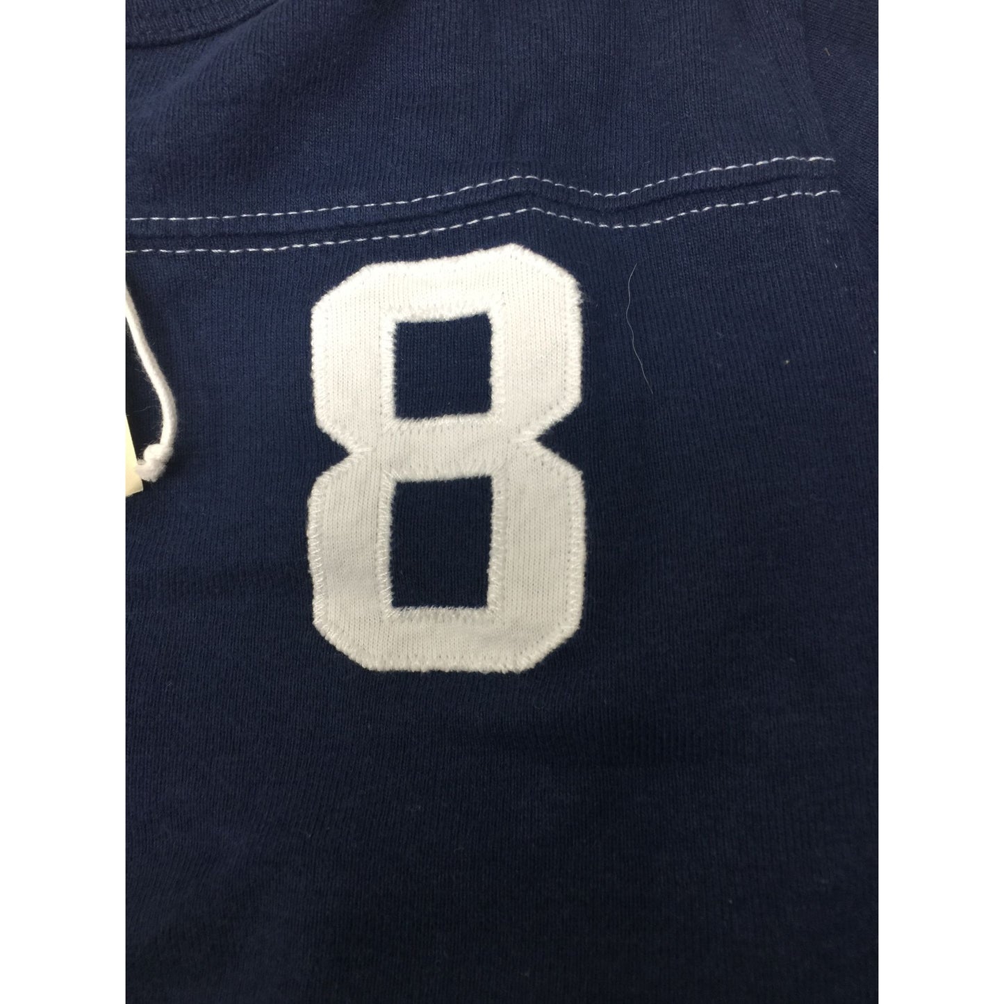 Abercrombie Girls Size Large Cotton Navy Blue Tee Shirt with #8 on it