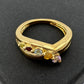 Mother's Multi-Gemstone Bypass Ring - Sterling Silver with 14kt Gold Overlay  Size 7