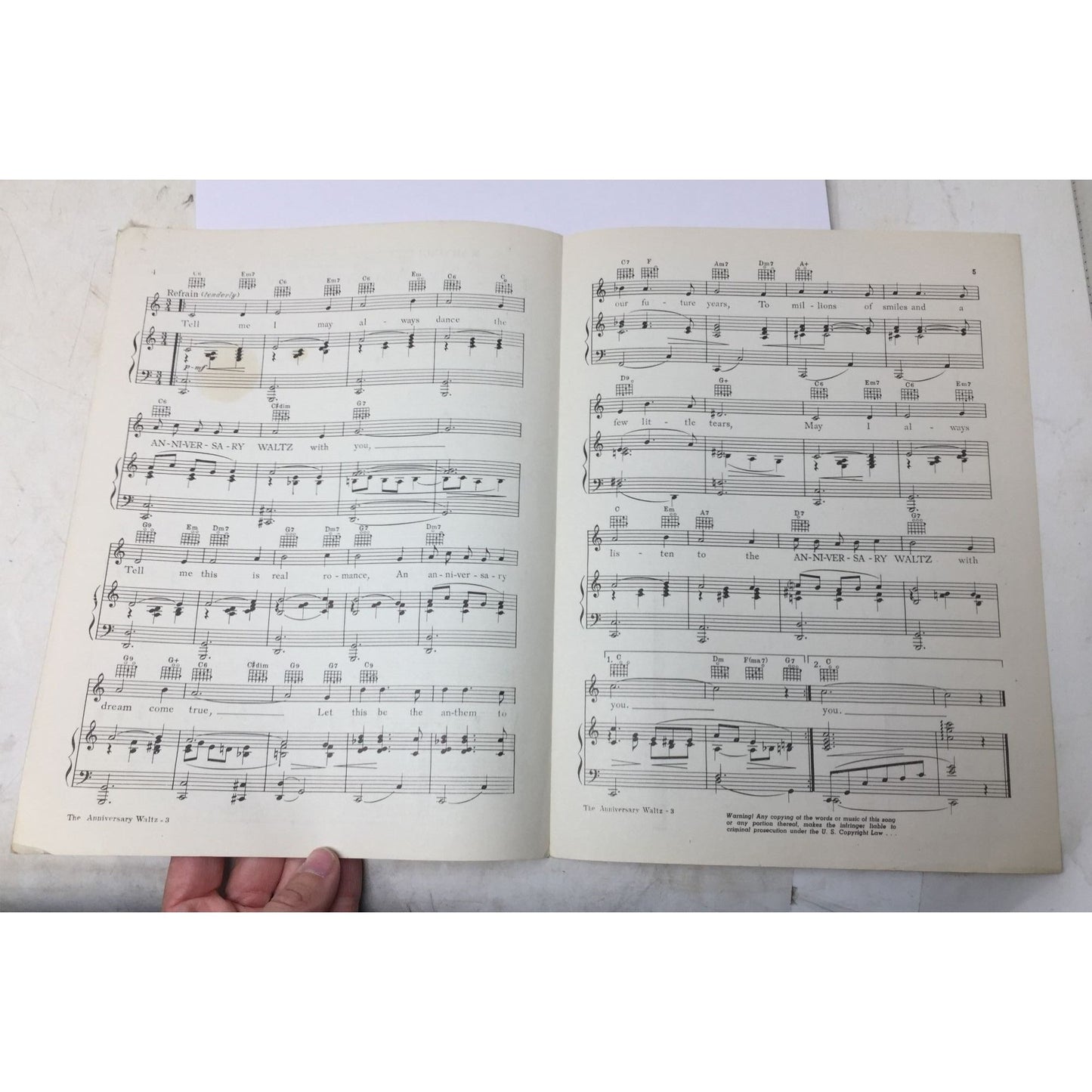 1941 vintage sheet music copy of "The Anniversary Waltz" A+ Stuff  A+ Stuff SHEET MUSIC
