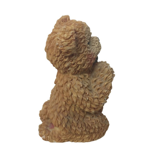 Vintage Miniature Brown Bear Wearing A Bow Around Its Neck Figurine