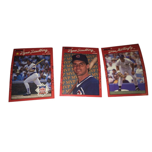 Don Mattingly and Ryne Sandberg Vintage Baseball Trading Cards (3)