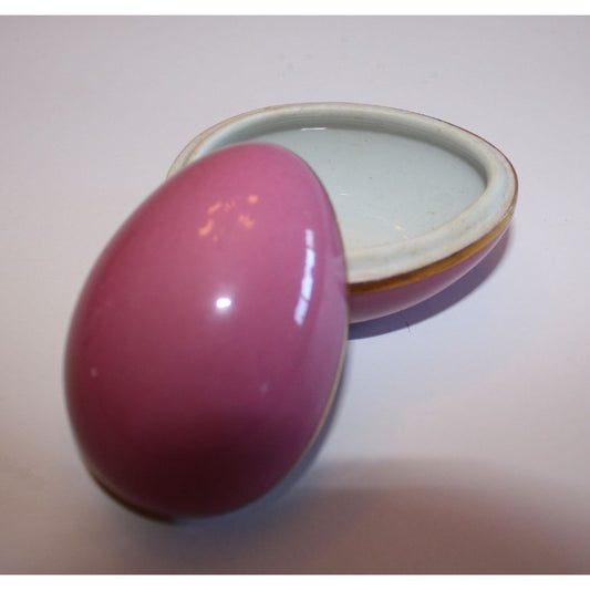 Limoges France Pink Egg Shaped Jewelry Holder/Trinket Dish