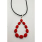 Flirty and Fun Red Coral Teardrop Necklace with Black Leather Cable Chain