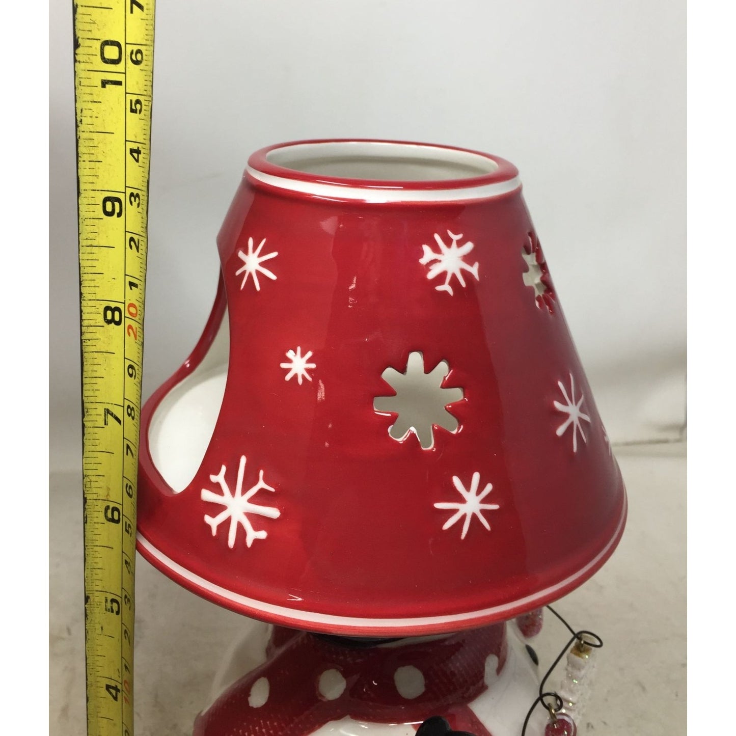 Ceramic Winter Christmas Snowman Tealite Holder Candle Lamp