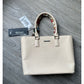 Burberry Off White Leather Tote Hand Bag with Scarf