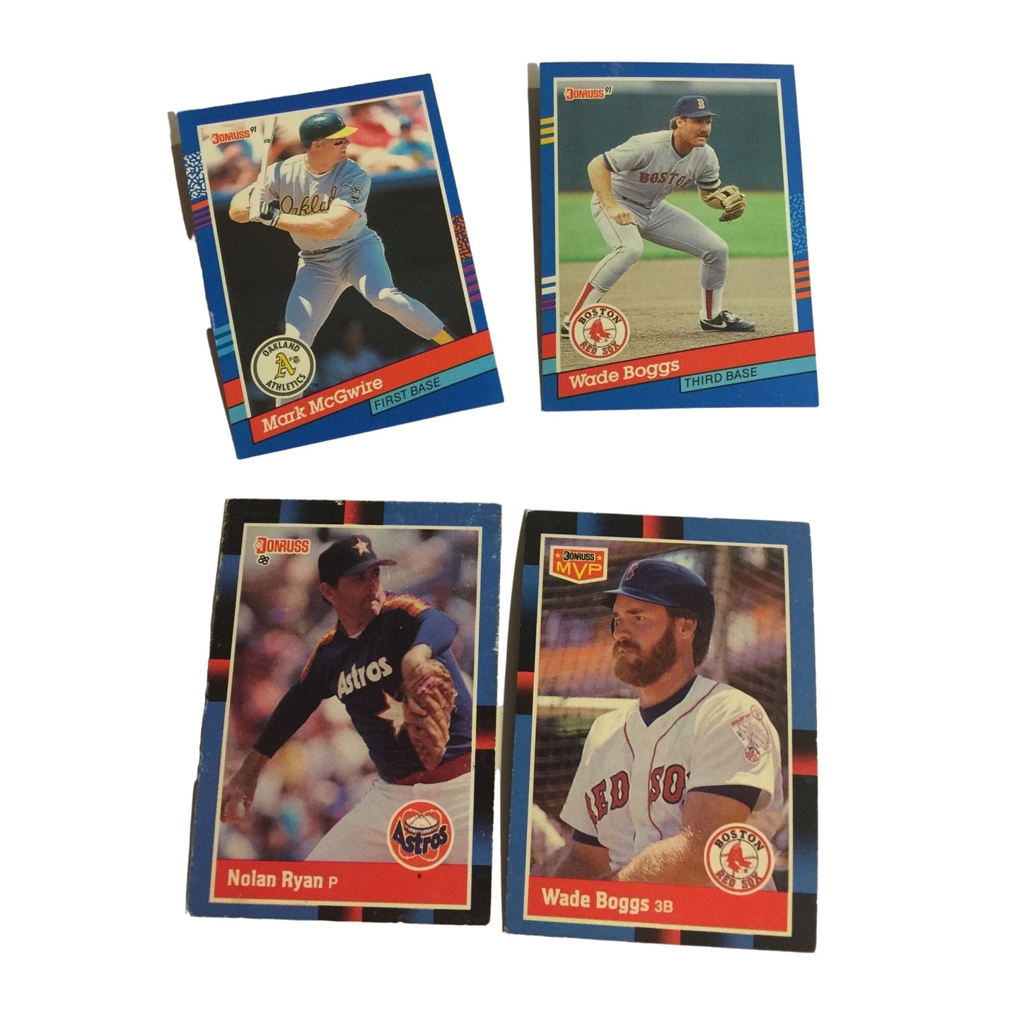 Vintage Collectible Baseball Cards (4)- Mark McGwire, Nolan Ryan, Wade Boggs