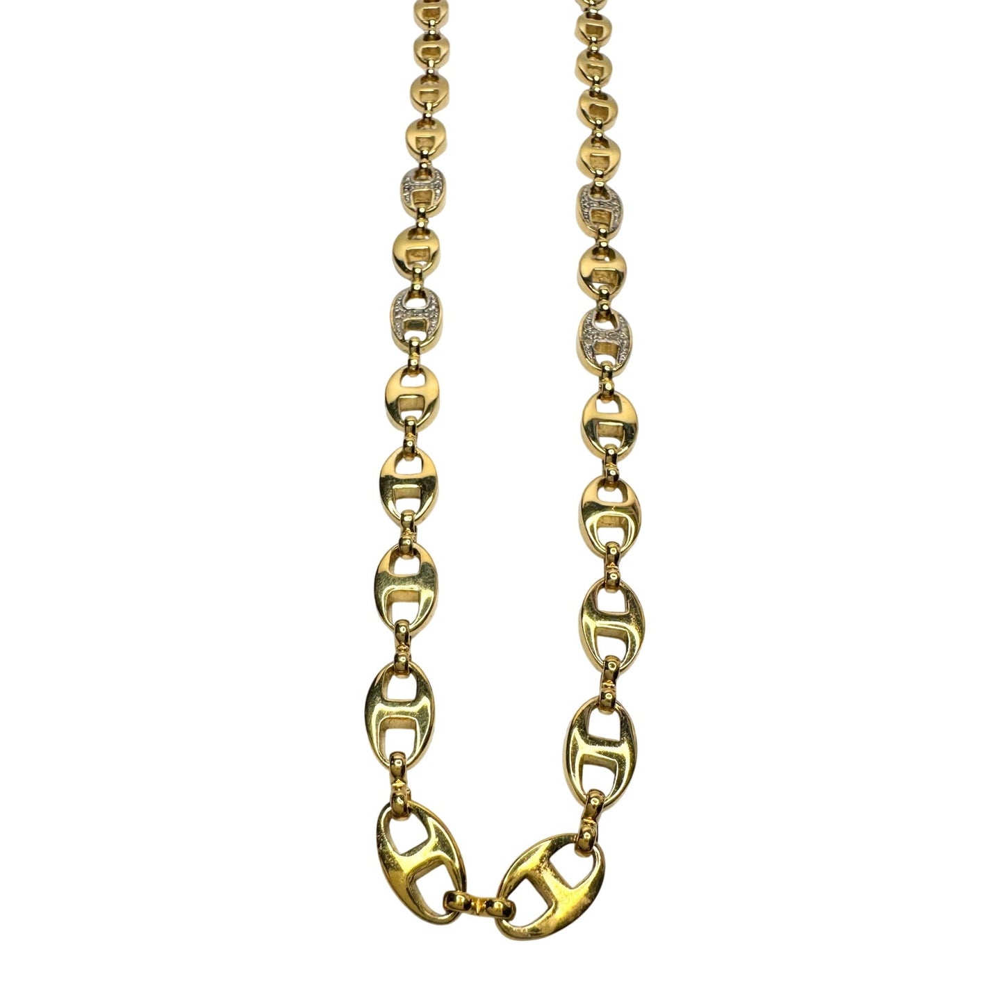 Givenchy Puffed Anchor Mariner 21" Chain Necklace w 4 Rhinestoned Links