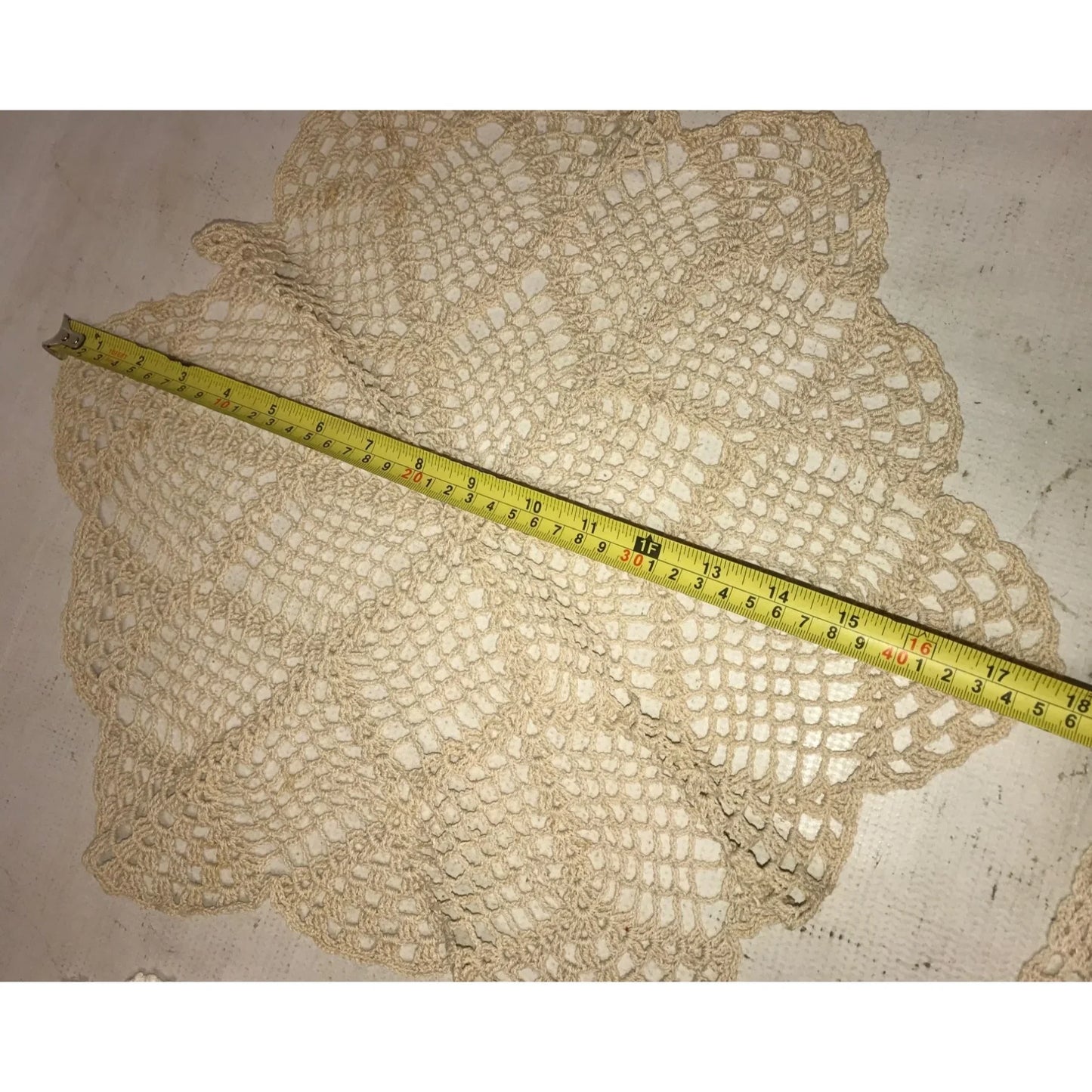 Set of 4 White/Cream Colored Handmade Crocheted Table Placemats/Doilies - A+ Stuff