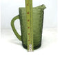 Vintage Ridged Olive Green Glass Pitcher  6.5" H  Pretty Design - 1970s-1980s