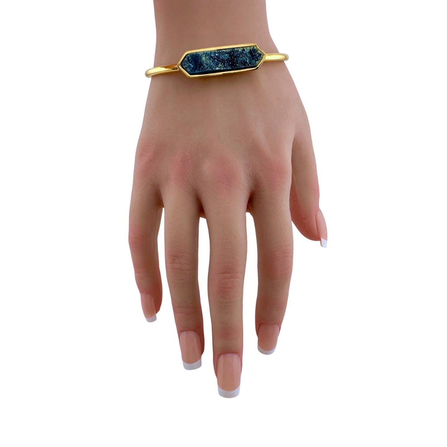 Denim Quartz Semi-Precious 18K Yellow Gold Ion Plated Bangle